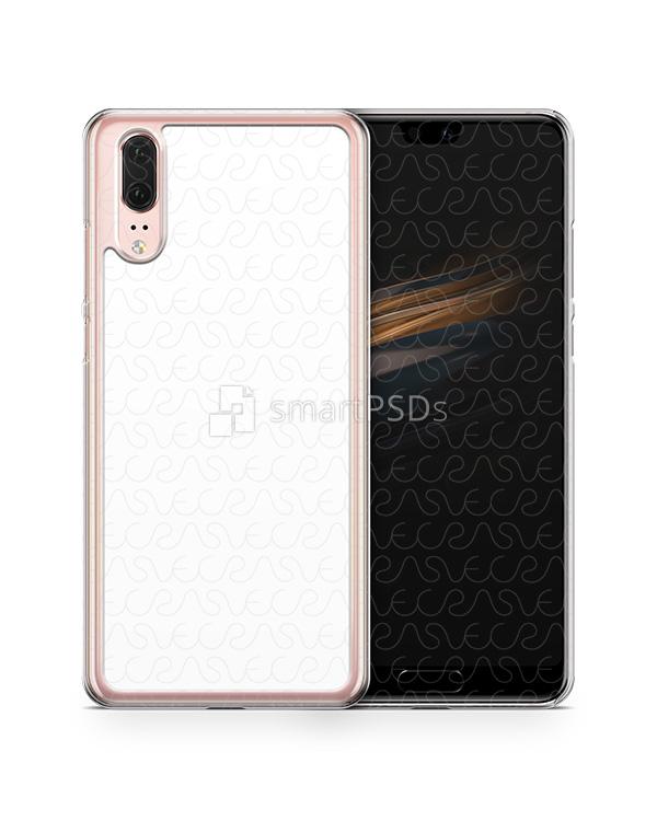 Huawei P20 2d PC Clear Case Design Mockup 2018 (Front-Back)