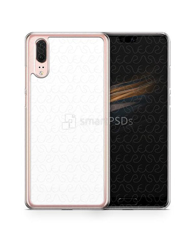 Huawei P20 2d PC Clear Case Design Mockup 2018 (Front-Back)