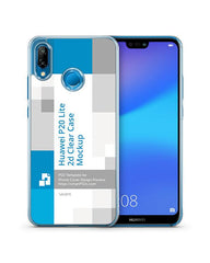 Huawei P20 Lite 2d PC Clear Case Design Mockup 2018 (Front-Back)