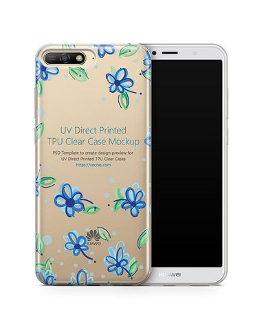 Huawei Y6 2018 UV TPU Clear Case Design Mockup