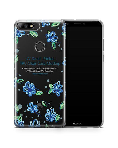 Huawei Y7 Prime 2018 UV TPU Clear Case Design Mockup