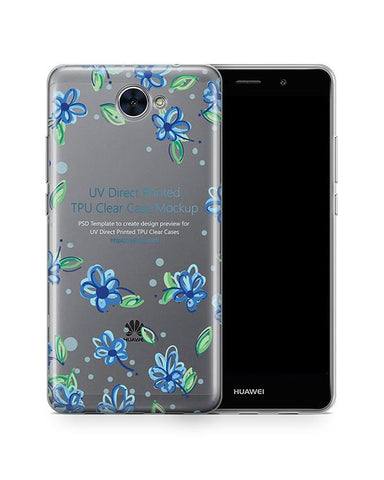 Huawei Y7 UV TPU Clear Case Design Mockup