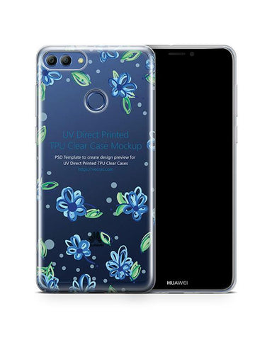 Huawei Y9 2018 UV TPU Clear Case Design Mockup