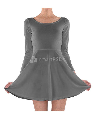 Long Sleeve Skater Dress Design Mockup for Sublimation Printing - 2 Views