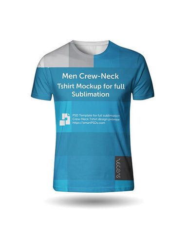Men Crew-Neck T-Shirt Sublimation Mockup Front View
