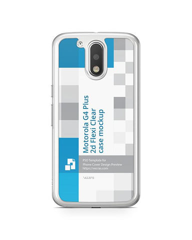Moto G4 Plus 2d Flexi Clear Case Design Mockup 2016 (Front-Back)