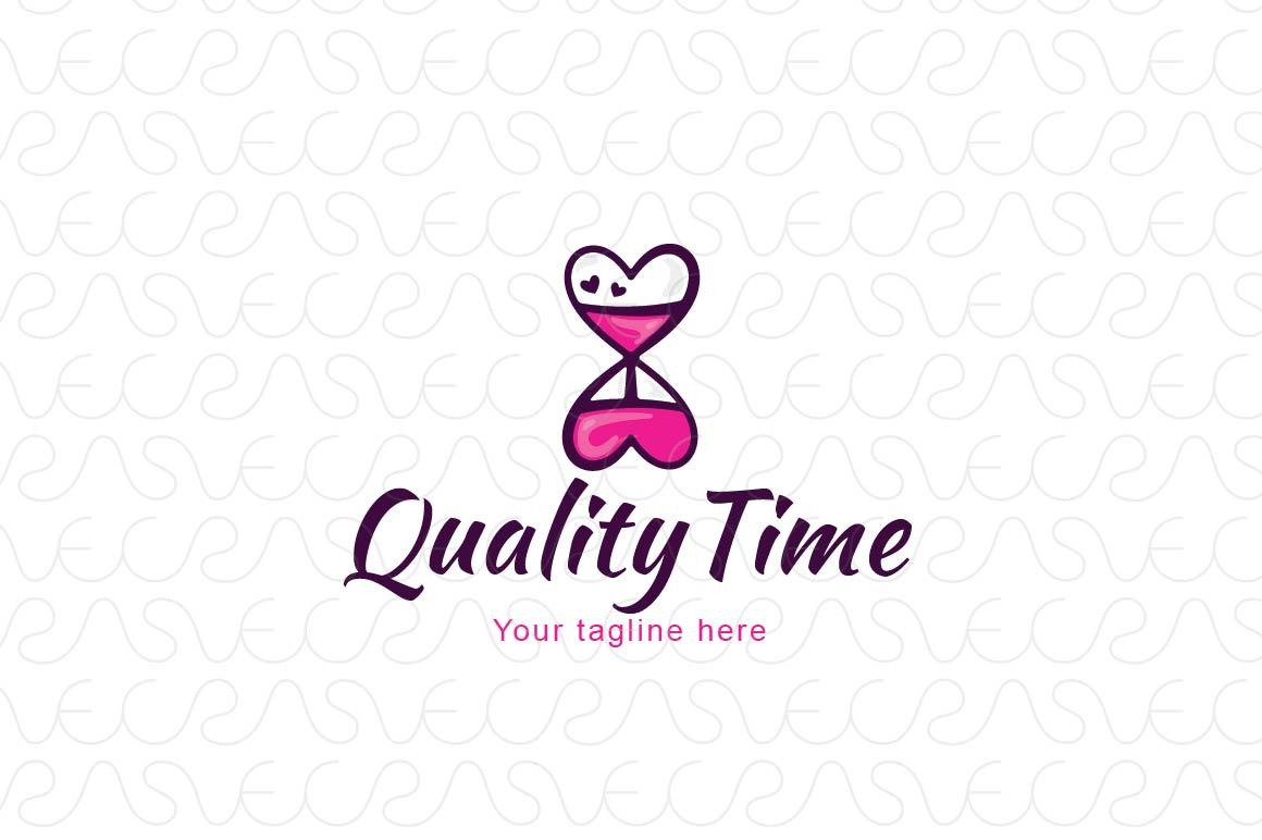Quality Time - Cute Hour Glass Iconic Stock Logo Template