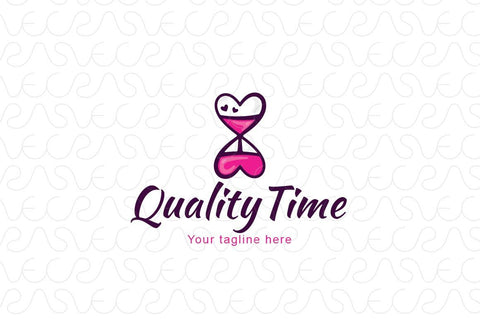 Quality Time - Cute Hour Glass Iconic Stock Logo Template