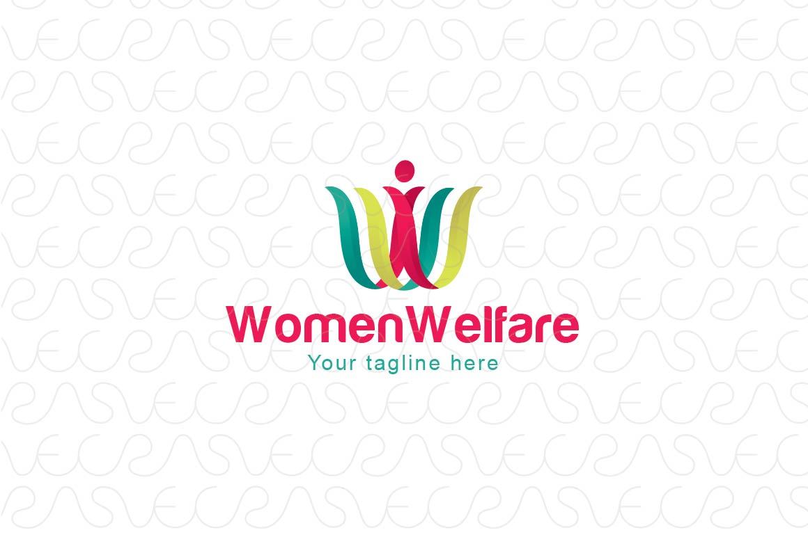 Women Welfare - Female Figure Stock Logo Template for Empowerment and Freedom