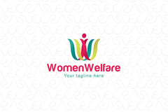 Women Welfare - Female Figure Stock Logo Template for Empowerment and Freedom