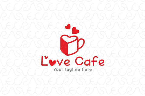 Love Café - Cute Abstract Simple Stock Logo Design