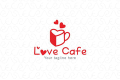 Love Café - Cute Abstract Simple Stock Logo Design