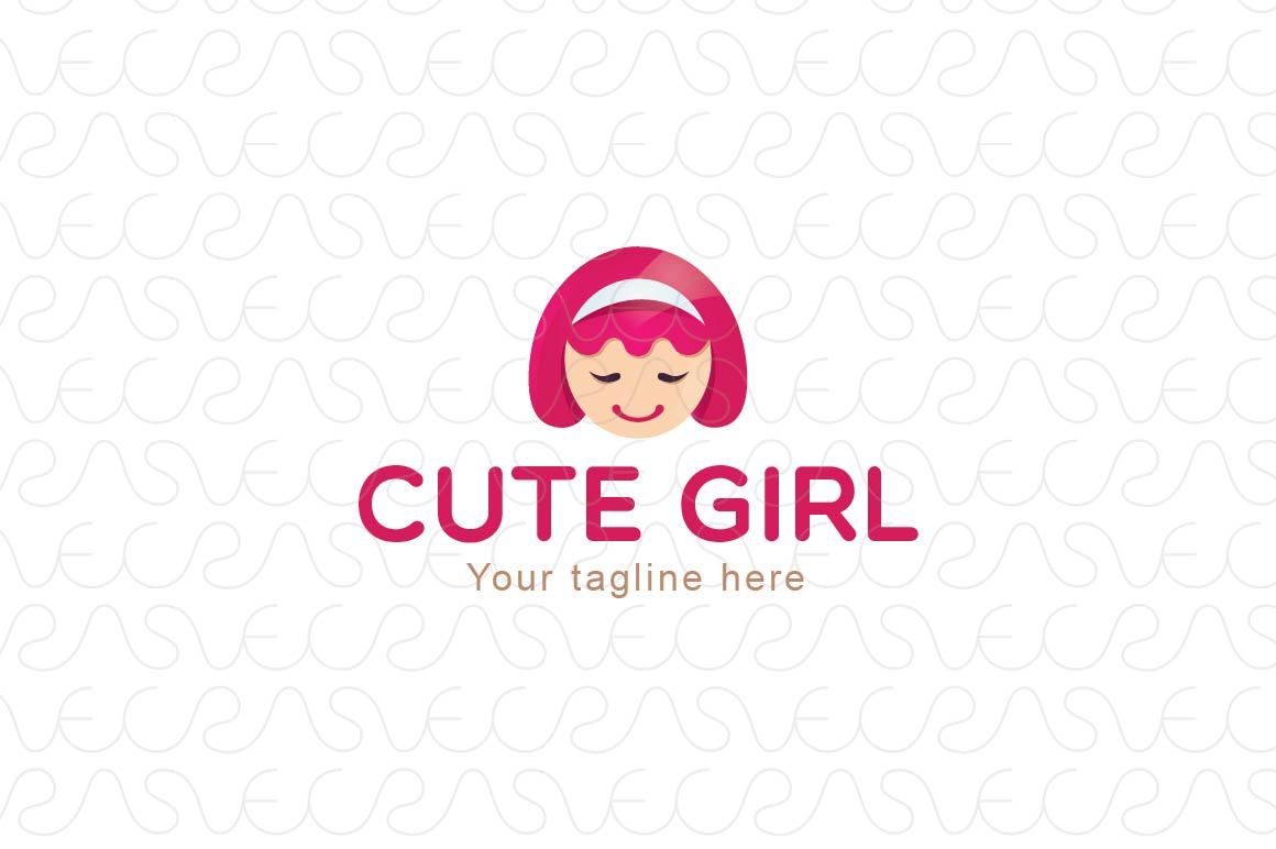 Cute Girl - Little Kid Stock Logo Template