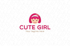 Cute Girl - Little Kid Stock Logo Template