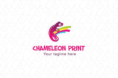 Chameleon Print - CMYK Printing Stock Logo Template of Reptile  Animal