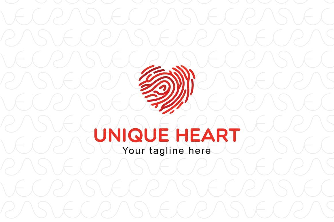 Unique Heart - Finger Print Iconic Stock logo Template