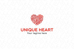 Unique Heart - Finger Print Iconic Stock logo Template