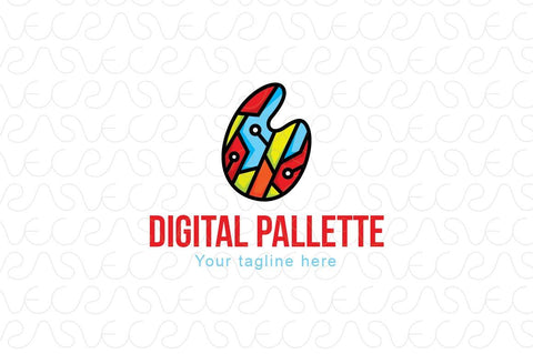 Digital Palette - Technical Art Stock Logo Template for Creative Designing Services