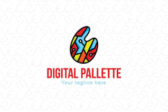 Digital Palette - Technical Art Stock Logo Template for Creative Designing Services