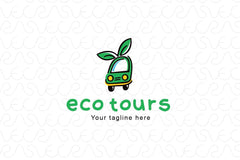 Eco Tours - Green Taxi Cute Stock Logo Template for CNG & Environment Friendly Vehicles