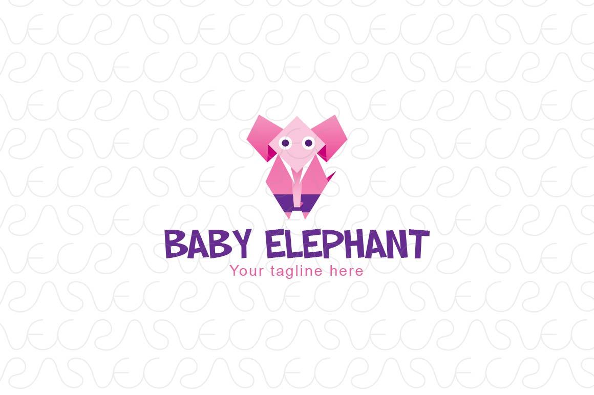  Baby Elephant - Origami Style Cute Animal Logo Design Template