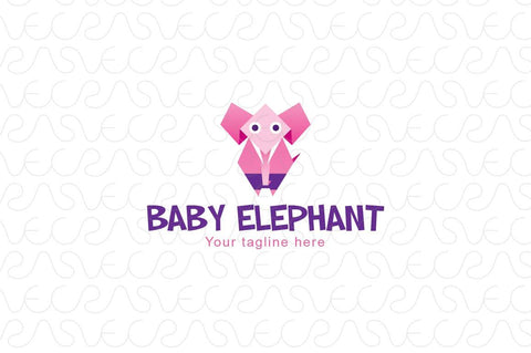 Baby Elephant - Origami Style Cute Animal Logo Design Template