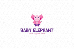 Baby Elephant - Origami Style Cute Animal Logo Design Template