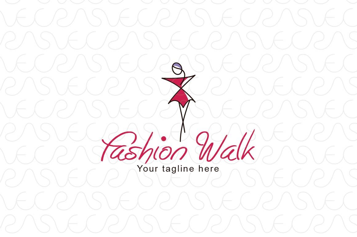 Fashion Walk - Stylish Abstract Feminine Figure Stock Logo Template