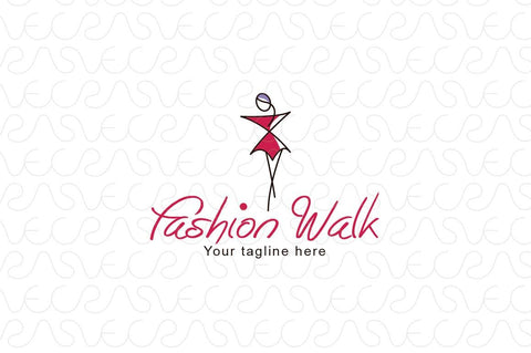 Fashion Walk - Stylish Abstract Feminine Figure Stock Logo Template