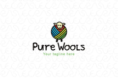Pure Wools - Cute Sheep Animal Abstract Stock Logo Template