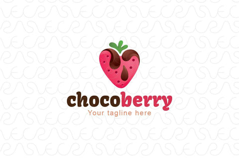 Chocó Berry - Strawberry Fruit Chocolate Stock Logo Template for Delicious Food Makers