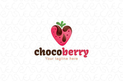 Chocó Berry - Strawberry Fruit Chocolate Stock Logo Template for Delicious Food Makers