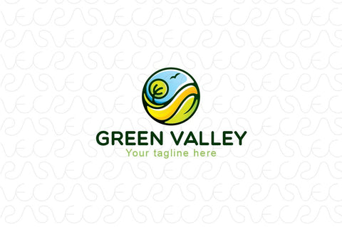Green Valley - Environment and Nature Stock Logo Template for Agriculture and Organic Farming
