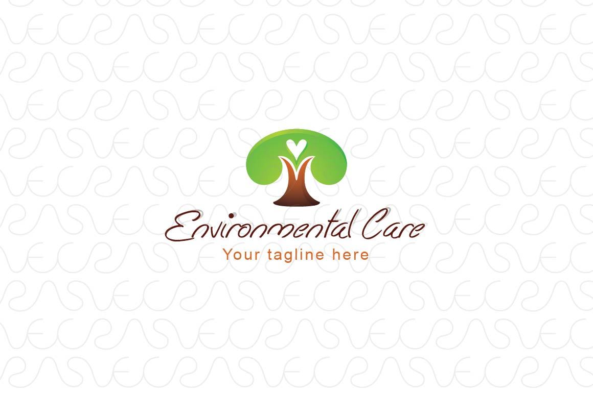 Environmental Care - Simple Tree Graphic with Heart Shape Stock Logo Template