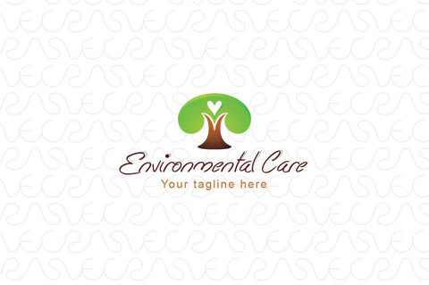 Environmental Care - Simple Tree Graphic with Heart Shape Stock Logo Template