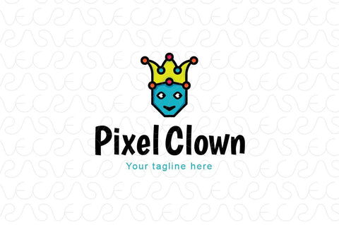 Pixel Crown - Amusing Human Face Stock Logo Design for Fun & Entertainment