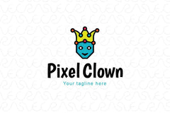 Pixel Crown - Amusing Human Face Stock Logo Design for Fun & Entertainment