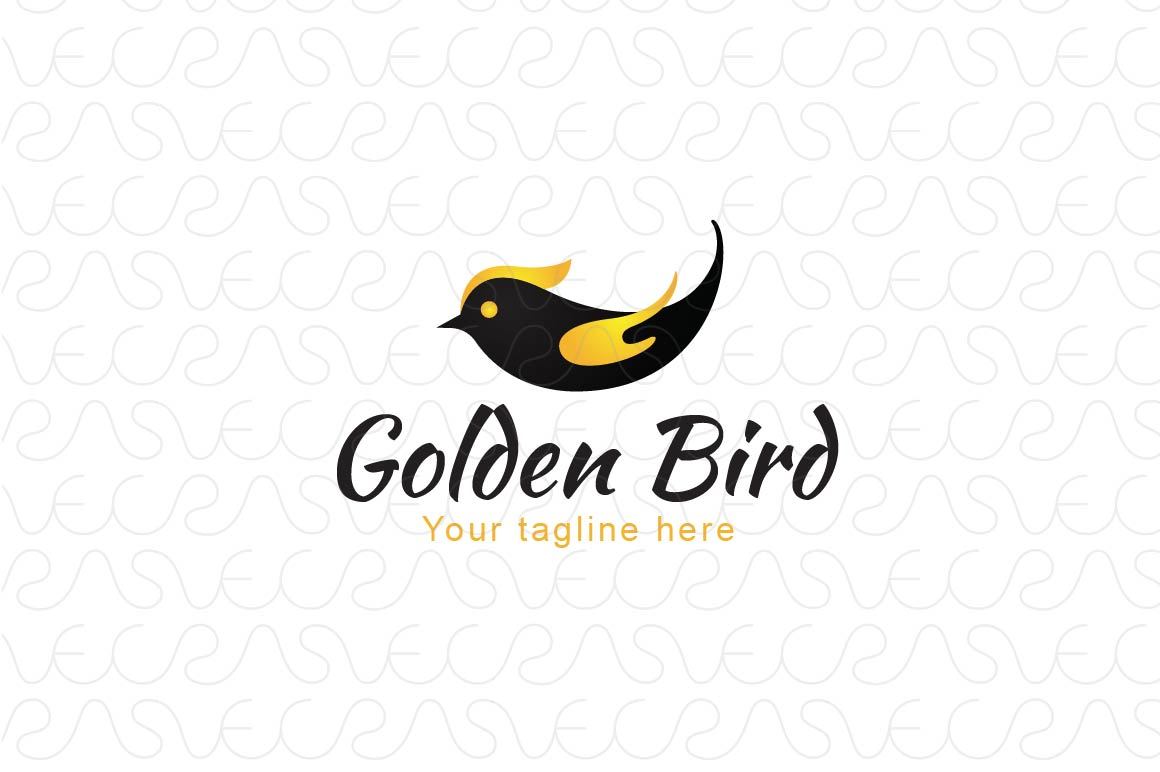 Golden Fly - Black Bird with Golden Wings Stock Logo Template
