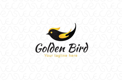 Golden Fly - Black Bird with Golden Wings Stock Logo Template