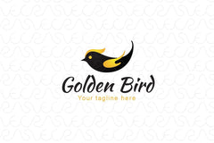 Golden Fly - Black Bird with Golden Wings Stock Logo Template