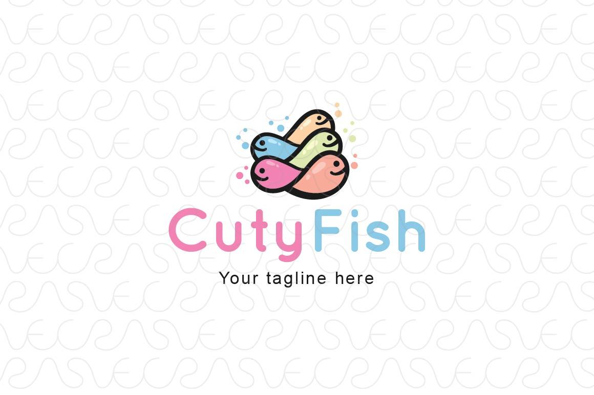 Cuty Fish - Bubbly Fishes Stock Logo Template for Gentle Care & Happiness