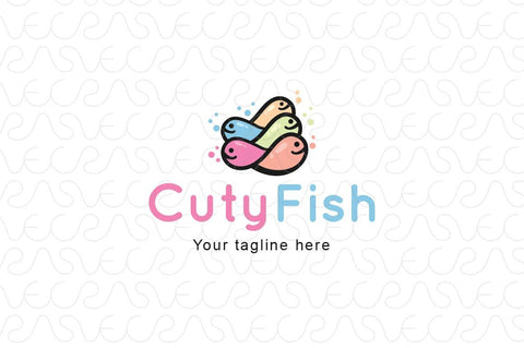 Cuty Fish - Bubbly Fishes Stock Logo Template for Gentle Care & Happiness