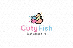 Cuty Fish - Bubbly Fishes Stock Logo Template for Gentle Care & Happiness