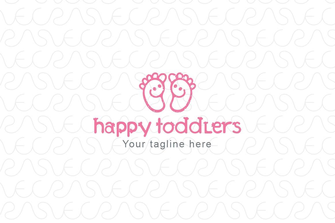Happy Toddlers - Cute Adorable Baby Feet Stock Logo Template