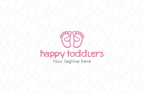 Happy Toddlers - Cute Adorable Baby Feet Stock Logo Template