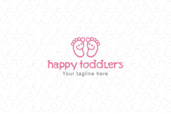 Happy Toddlers - Cute Adorable Baby Feet Stock Logo Template