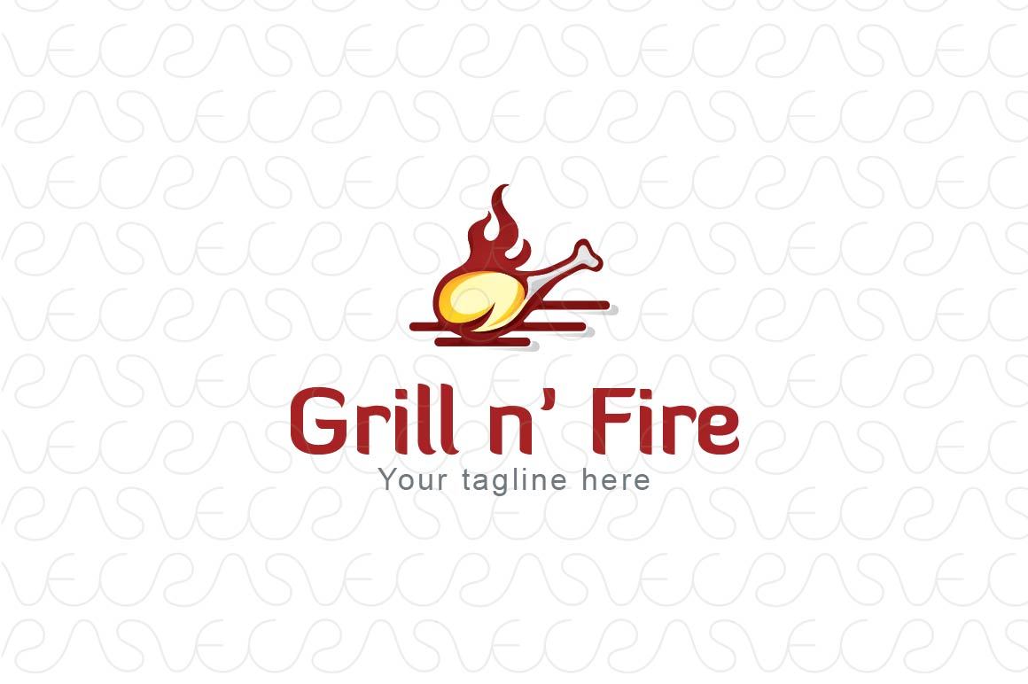 Grill n' Fire - Non Vegetarian Food Logo Design for Restaurant