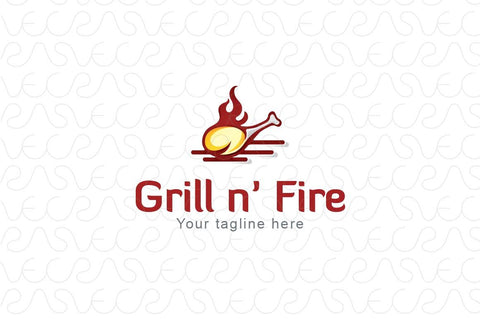 Grill n' Fire - Non Vegetarian Food Logo Design for Restaurant