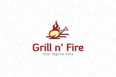 Grill n' Fire - Non Vegetarian Food Logo Design for Restaurant