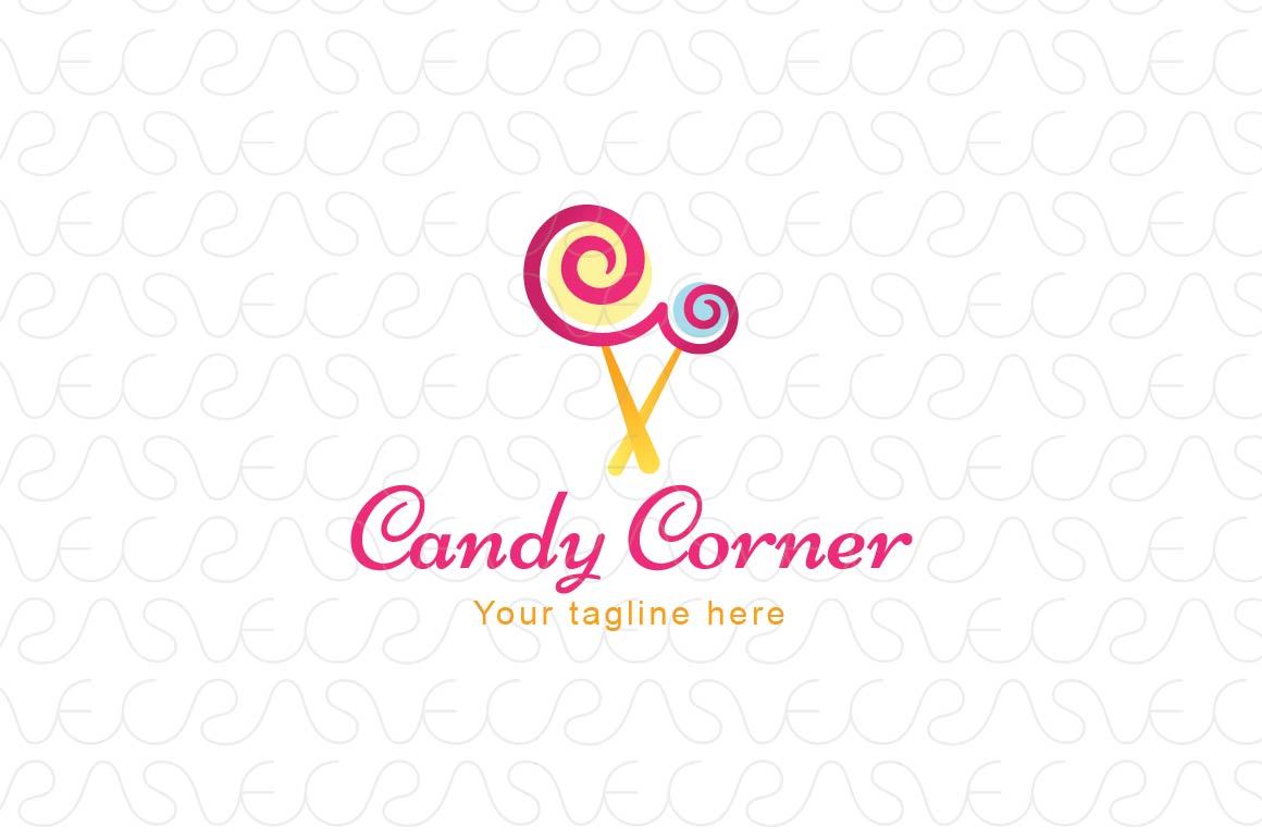 Candy Corner - Creative Swirl Shape Lollipop Candies Stock Logo Template